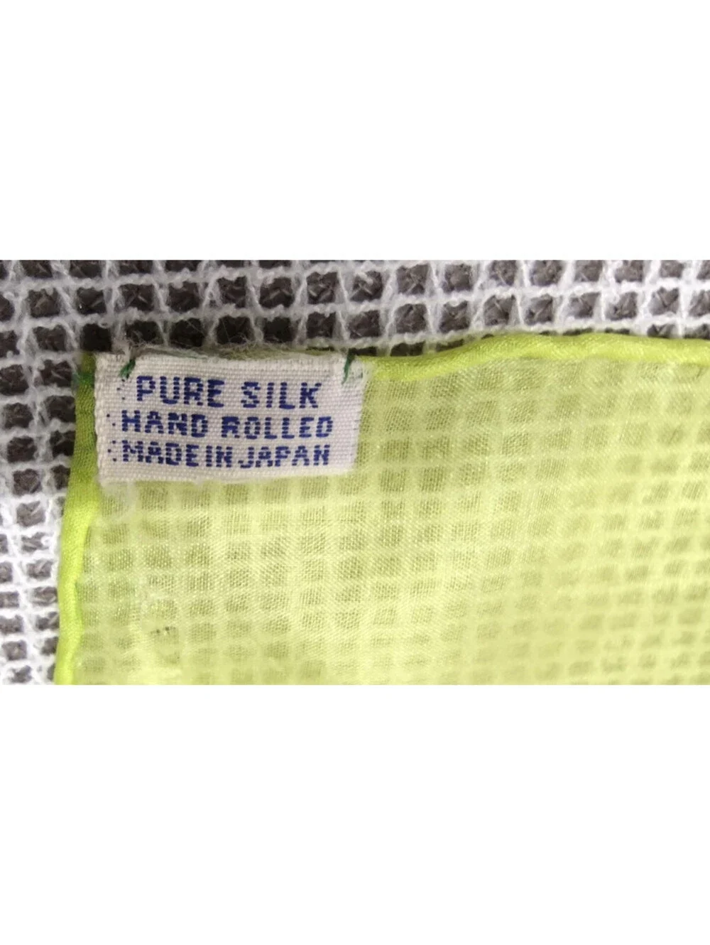 Vintage 1950s 40s PURE SILK HANDKERCHIEF SCARF Neon Chartreuse Vibrant Japan 50s